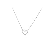 Hmzidz Heart Charm Kette Damen,Halskette Damen Herz Anhänger Silber,Kette 925 Sterling Silber Damen Herz,Kette mit Herzanhänger,Schmuck Geschenke für Frauen Freundin