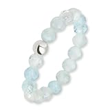 GD GOOD.designs Fidget Ring aus Aquamarin Naturstein Perlen für Damen - Anxiety Ring elastisch - Anti Stress Ring facettiert I Ringgröße 52-62 I Valentinstag-Geschenk für Sie
