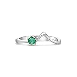 Ring 925 Silber Edelmetall Echter Schmuck 3 mm Natürlich Monatsstein Edelstein Solitär Größenverstellbar Neu Minimalistisch Naturstein (Smaragd)