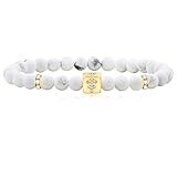 Oneress Sternzeichen-Armband für Damen, 6 mm, natürliches weißes Türkis, Sternzeichen, Horoskop-Armband, 12 Sternbilder, Charm-Armband, Gebetssegen-Armband, Uni, Stein