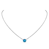 Suplight Damen Runde Anhänger 925er Silber synthetische Türkis Geburtsstein von Dezember Halskette Mondstein Kette mit blauem Zirkonia Minimalist Bergkristall Schmuck Accessoire für Ehefrau Freundin