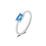 Candyfancy Geburtsstein Ringe Silber für Damen Stapelbarer Ring für Frauen Mädchen Verlobungsring Versprechensringe Daumenring mit Aquamarin Stein Größe 52