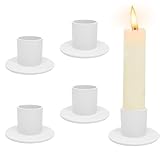 4 Stück Weiß Kerzenständer,Retro Candlelight Dinner Kerzenhalter, für Wohn,Esszimmer und Schlafzimmerdekoration Kamindekoration