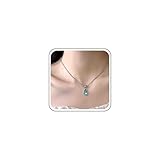 Atentuyi Boho Blau Kristall Anhänger Silber Cz Saphir Mondstein Edelstein Zierliche Kette für Frauen und Mädchen