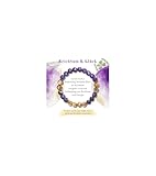 vidonio 8mm Amethyst Kristall Armband Damen,Elegantes Perlenarmband für Frauen mit Ruhe Energie,Spirituelles Glücks Heilsteine Armband mit Bedeutungskarte,Zartes Schmuckstück Geschenke für Frauen