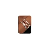 Adramata 3Pcs Armband Damen Silber 925 Stapelbar Armbänder Set Verstellbare Armkette Schlangenkette Armbänder für Frauen Damen Silber Armreif Armband Schmuck mit Geschenkbox