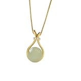 Ldabrye Elegante Halskette mit künstlichem Hetian-Jade-Design, Edelstahl, Schmuck für Damen, für den täglichen Gebrauch, Abendveranstaltungen, goldene Halskette, O character chain, Wie beschrieben