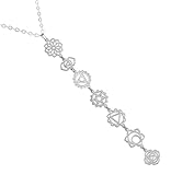 Only faith Damenhalskette mit Hexenknoten und Tetragramaton für Damen, 7 Chakren, langer Anhänger mit spirituellen Symbolen, Yoga, Reiki, Meditation, Amulett, Pequeño, Edelstahl, Kein Edelstein