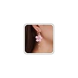 Cybche Boho Acryl Rosa Blume Baumeln Ohrringe Rosa Kristall Blume Tropfen Ohrringe Acryl Blume Ohrringe Harz Blume Reif Ohrringe Blume Quaste Ohrringe Schmuck Für Frauen