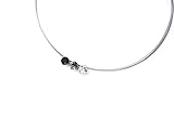 TIABELLE – Collier TRIO aus Titan mit funkelnden Swarovski® Kristallen – Silberfarbene Kette für Damen – allergenfrei & hautverträglich – Handmade in Germany (L=45cm | Jet, Black Diamond, Crystal)