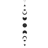 Mondphasen Girlande Wandbehang, Handgefertigte Mondphasen Boho Dekoration, Hölz Stern Sonnen Wanddekorationen Mit Metallketten, Wandanhänger Für Yoga, Meditation (Mond)