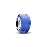 PANDORA Moments Blaues Murano-Glas Mini-Charm aus Sterling Silber, Kompatibel Moments Armbänder, 793105C00