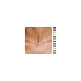 FUNEIA Gold Kette Damen mit Geburtsstein Anhänger 14K Vergoldete Halskette Damen Exquisit Diamant Wasserfest Ketten Frau Mädchen Freundin Golden Schmuck Geburtstag Muttertags Geschenk