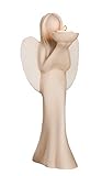 GILDE Deko Figur Engel Luciane Teelichthalter aus Keramik – Engelleuchter für Teelicht – Dekoration Tischdeko Geschenk – Farbe: Creme/Weiss Höhe 36,5 cm