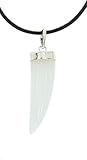Ulrike Schmitt Edelsteinkreationen Tigerzahn Ketten Anhänger Silber - Schneequarz/Milchquarz - 925er Silber - Unisex - Schmuck