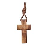 Ampals,Halskette,Kreuz,Olivenholz,handgefertigt in Jerusalem,Kraftpapier,Jute,Taufe,Kommunion,Autoschutz, Geschenk zu Weihnachten, Wohlbefinden, Haus, christliche Party, Geburtstag,baumwollgarn wachs