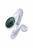 Ring 925 Silber Malachit grüner gestreifter Stein größenverstellbar Edelstein echt Silber Damen Sterling Silber Geschenk (MRV-064-10)