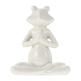 POPETPOP Keramik Yoga Frosch Statue - WeißE FroschföRmige Tischdekoration FüR Zuhause Und BüRo, 10X5X12 cm