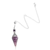 Qianyu Harz Amethyst Pendulum Sechseckiges Edelstein Pendel Kristall Heilsteine Ornamente Kegel Anhänger Kette für Wahrsagen Hexerei Zeremonie Reiki Heilung Witchcraft Meditation Balancing Geschenke