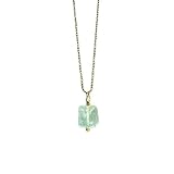 Aquamarin Halskette Damen – März Geburtsstein – 925 Sterling Silber vergoldet – Rohstein Anhänger – Handgefertigter Heilsteinschmuck – Geschenkidee