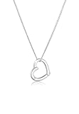 Elli DIAMONDS Halskette Damen Herz Anhänger Liebe Elegant mit Diamant (0.015 ct.) in 925 Sterling Silber