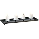 Marrakesch Industrial Kerzenständer aus Metall 36cm Gross | Adventskranz Tinos schwarz für 4 Kerzen als Weihnachtsdeko innen | Retro Deko Kerzenhalter Teelichthalter ideal Aesthetic Herbstdeko