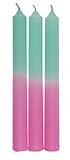 DIP DYE Stabkerzen mit Farbverlauf Kerzen Lang 3er Set Neon Bunt - Rosa - Mint