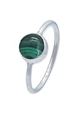 mantraroma Ring Silber 925 Damen Malachit Edelstein grün schlicht modern (MRG-078-10-(58))