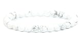 Echtes Howlith Edelstein Armband mit runden 6mm Perlen - verschiedene Längen - Heilstein Schutzstein Edelsteinarmband Glücksbringer Talisman Geschenk (Howlith, 21CM)