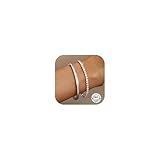 CASSIECA 2 Stück Armband Damen Schmuck Silber - Kristallen Tennis Armband Cubic Zirkonia Armreif für Frauen, Wasserfester Tennisarmband Edelstahl Armbänder Set Geschenke für Damen 19cm