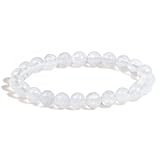 XIANNVXI Bergkristall Armband 8mm Perlen Quarz Perlenarmband Kristalle Armband Echte Bergkristall Steine Armbänder Damen Geschenk für Mama