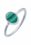 mantraroma Ring Silber Damen Malachit Edelstein grün schlicht modern (MRG-100-10-(50))
