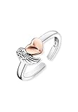 Engelsrufer Damen Ring aus Sterling Silber mit Flügel und Herz, rosévergoldet, größenverstellbar, nickelfrei, Symbol für Liebe und Schutz