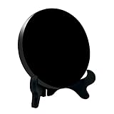 UGZDEA Schwarzer Obsidian Spiegel, Schwarzer Obsidian Wahrsagespiegel Für Heimdekoration-Yoga Meditation Energie Spiegel Mit Halterung (8cm)