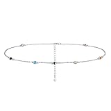 YEESIA Chakra Choker Halskette Sterling Silber 7 Chakra Sommer Strand Choker Halskette Schmuck Geburtstag Weihnachten Geschenke für Frauen Frau Freundin,13+3 Zoll