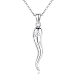 Italienische Horn Kette 925 Sterling Silber Glücksklee Anhänger Cornicello Halskette Talisman Schutz Amulett Schmuck Geschenke für Damen Frauen Mädchen