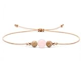 Kara Designs Rosenquarz Armband Damen 925 Sterling Silber Roségold | Der Stein der Liebe mit Jaspis – Handgefertigtes Edelstein-Armband für innere Ruhe und Harmonie