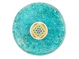 Jet International Blauer Onyx Teeuntersetzer Blume des Lebens rund 40 Seiten Heft Crystal Therapy India.