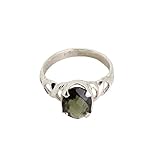 Budawi® facettierter Moldavit Ring Fingerring 925er Silberring Größe 57