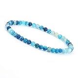 drezhaukar Echtes Edelstein Armband Perlen 4 mm Schutzstein Heilstein Schmuck (Blauer Fluorit)