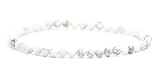 LAKADA Echtes Howlith Edelstein Armband mit facettierten 4mm Perlen Heilstein Schutzstein Edelsteinarmband Glücksbringer Talisman Geschenk (Howlith, 21CM)