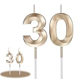 Winkwinky 30. Geburtstag Zahlen Kerzen, Gold Geburtstagskerzen 30, Nummer Kerzen 3 und Zahlenkerze 0, Geburtstag Kuchen Topper Dekoration für Hochzeit Party Jahrestag Feier Lieferungen(Gold)