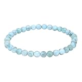 Lebensquelle Plus Larimar Kugelarmband | 6mm Perlen | Naturschmuck Edelstein Armband 19cm