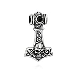 NKlaus Kettenanhänger Thors Hammer mit Totenkopf 925 Silber 30x18mm Wikinger Amulett 10153