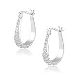 ASH'S CHOICE Silber 925 Sterling Silber Ohrringe Creolen Ovale Damen Frauen Schmuck mit Zirkonia, Hypoallergen, Creolen Groß Kleine Ohrringe für Damen Frauen