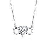 Kette Damen Infinity Herz Halskette 925 Sterling Silber, Kristall Ketten Anhänger mit Zirkonia, Unendlichkeit für immer Liebe Herz Schmuck Anhänger Halskette für Frauen Freundin Frau Mama