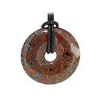 Budawi® Breckzienjaspis Donut Anhänger Kettenanhänger 30 mm mit Lederband