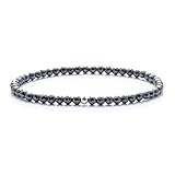 BERGERLIN Hämatit Armband echt mit 925 Sterling Silberperle - facettierte Perlen - Größe XS