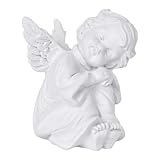 Entzückende Engelsskulptur, Cherubs Angels Figur, Schlafende Engelsfigur Skulptur, Kleine Statuen Schlafender Engel, Weiß Harz Engels Statue Figuren Deko, für Indoor Outdoor Home Garden Dekoration