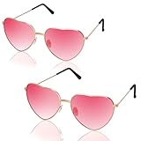 Orifinter 2 Pack Herz Sonnenbrille, Festival Outfit Damen Herzbrille Rosa, 60er 70er 80er 90er jahre Outfit Damen Accessoires, Retro Hippie Brille für Fasching Halloween Mallorca Barbie Kleidung Party